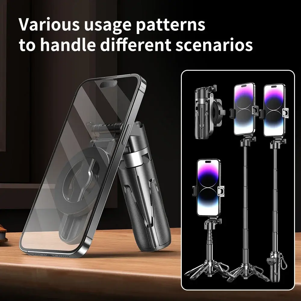 3 in 1 Smart Phone Tripod Selfie Stick for Cellphones Magnetic Hand Grip Mini Handle Bracket Stand for Vlog Live Broadcast