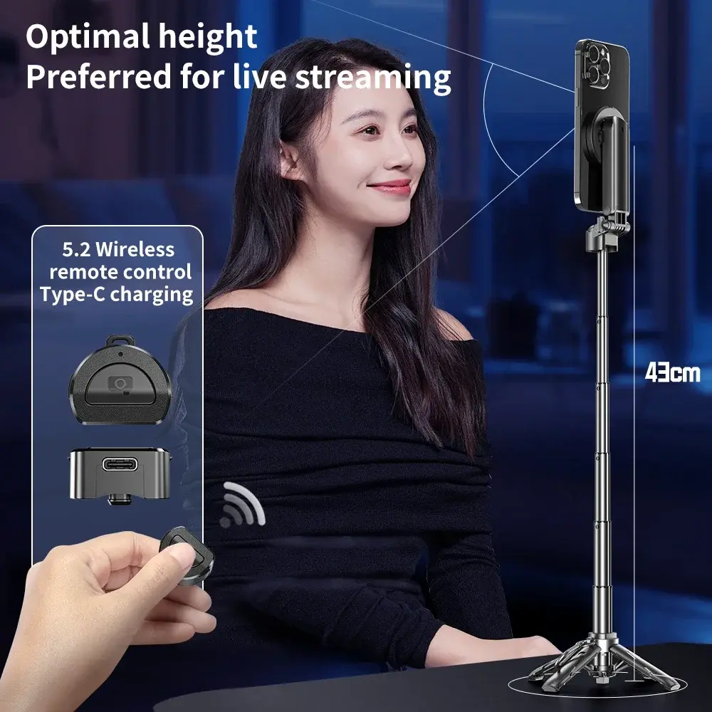 3 in 1 Smart Phone Tripod Selfie Stick for Cellphones Magnetic Hand Grip Mini Handle Bracket Stand for Vlog Live Broadcast