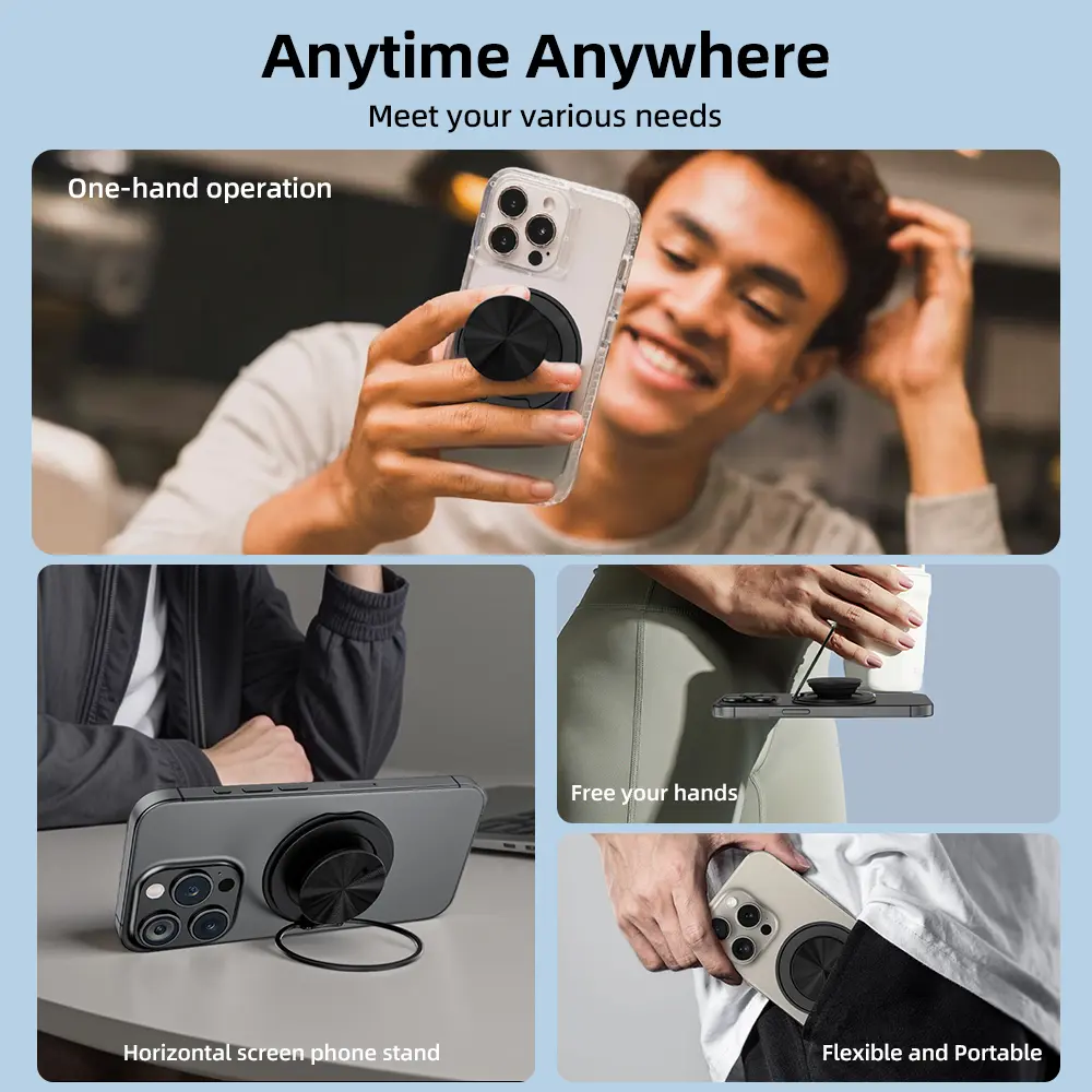 Magnetic CellPhone Grip Holder With Mirrors For iphone Sumsung Foldable Grip tok Socket Pocket Phone Finger Ring Griptok Stand