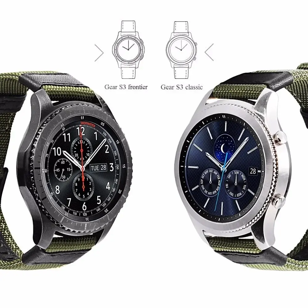 20mm 22mm Nylon  strap For Samsung Galaxy watch 3 4 46mm gear s3 Frontier Classic Woven Nylon Band for 20mm 22mm Sport Wristband