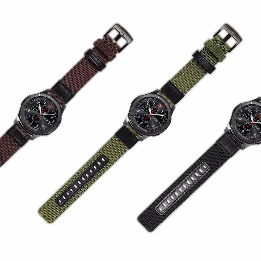20mm 22mm Nylon  strap For Samsung Galaxy watch 3 4 46mm gear s3 Frontier Classic Woven Nylon Band for 20mm 22mm Sport Wristband