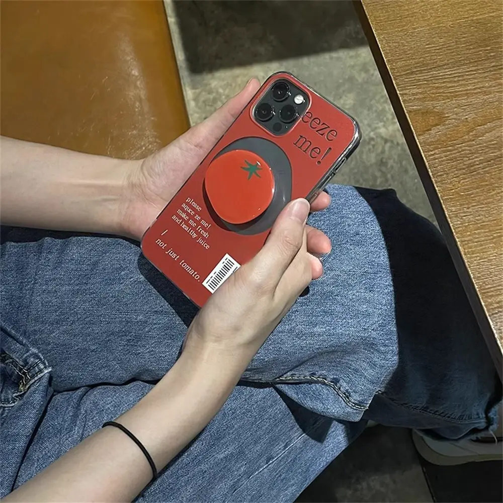 Korean Cute Vegetable Tomato Griptok Bracket Grip Tok for IPhone  Samsung Universal Accessories Phone Holder Ring Support Stand