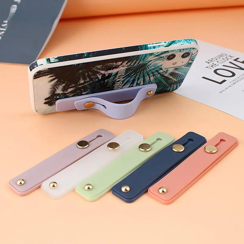 Wrist Band Hand Band Finger Grip Mobile Phone Holder Stand Push Pull Universal Plain Color Phone Socket Holder for iPhone xiaomi