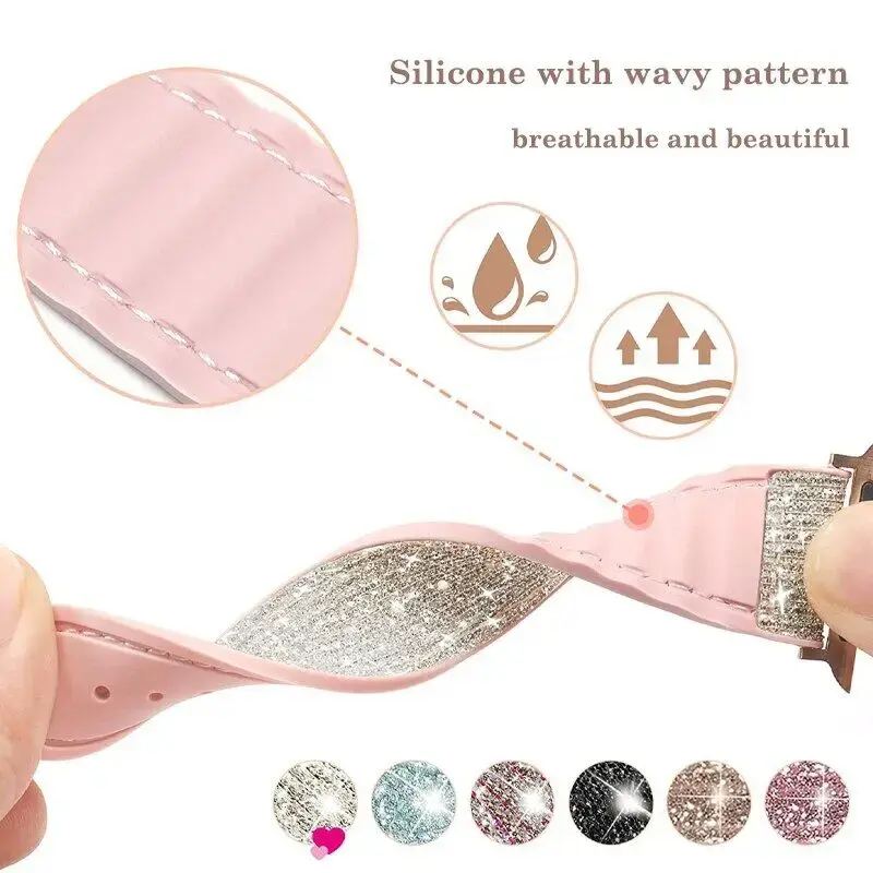 Silicone Leather Strap+Case for Apple Watch Ultra 49mm Band Correa Diamond Case Compatible with IWatch Series 8 7 Se 6 5 4 3 2 1