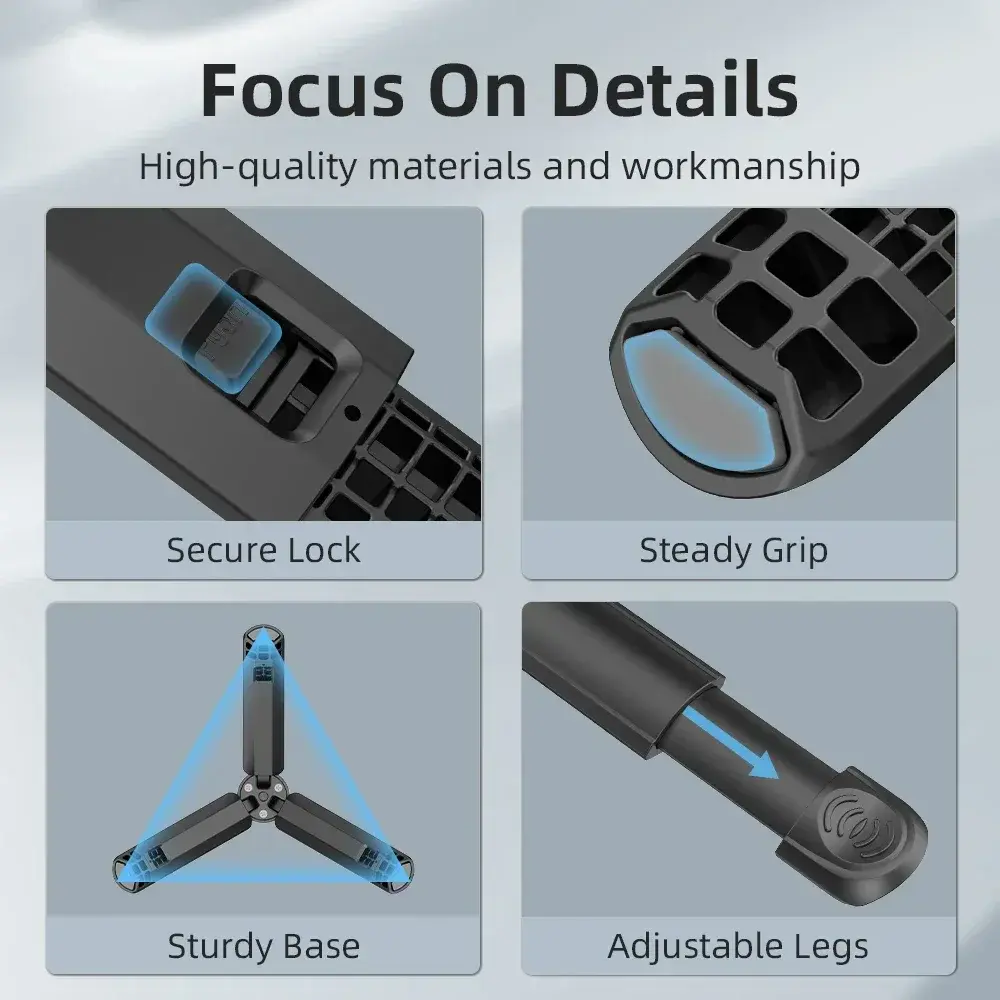 Flymile Extendable Mini Tripod For DJI Osmo Pocket 3, With 1/4 Screw Compatible With Phone Clip And Other Expansion Adapters