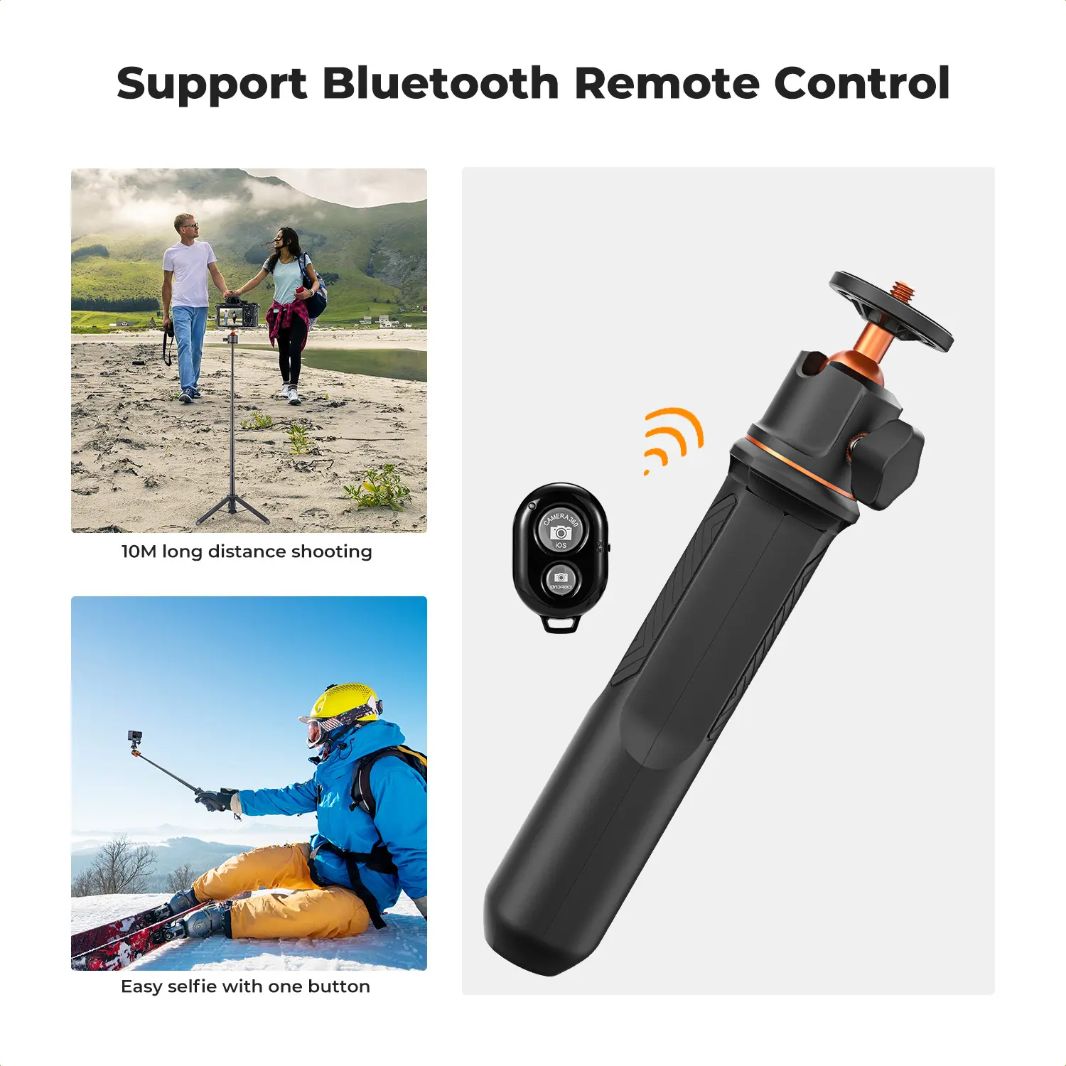 K&F Concept 60cm 3 in 1 Selfie Stick Desktop Stand BallHead Mobile phone Holder Tripod for Camera GoPro Bluetooth Remote Control