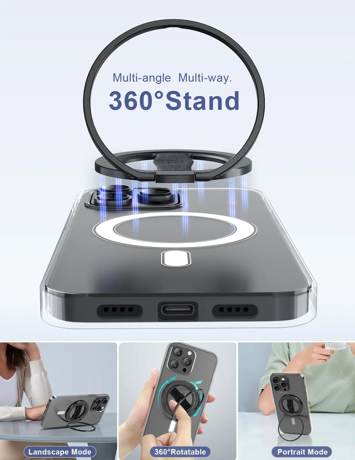 EWA MagOne 3rd Gen Compatible with MagSafe Phone Holder, Removable Magnetic Ring Holder Kickstand Ring for iPhone 16,15,14,13,