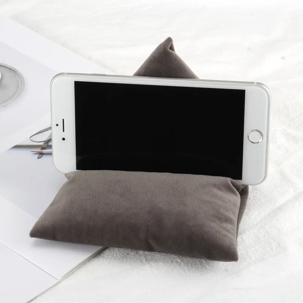 Triangle Velvet Pillows Mobile Phone Holder Skin-friendly and Soft Fabric Phone Rack for Smart Phones Watching TV