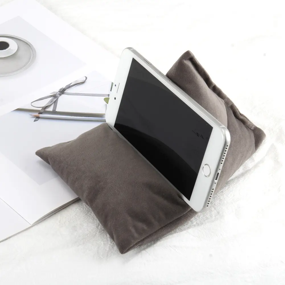 Triangle Velvet Pillows Mobile Phone Holder Skin-friendly and Soft Fabric Phone Rack for Smart Phones Watching TV
