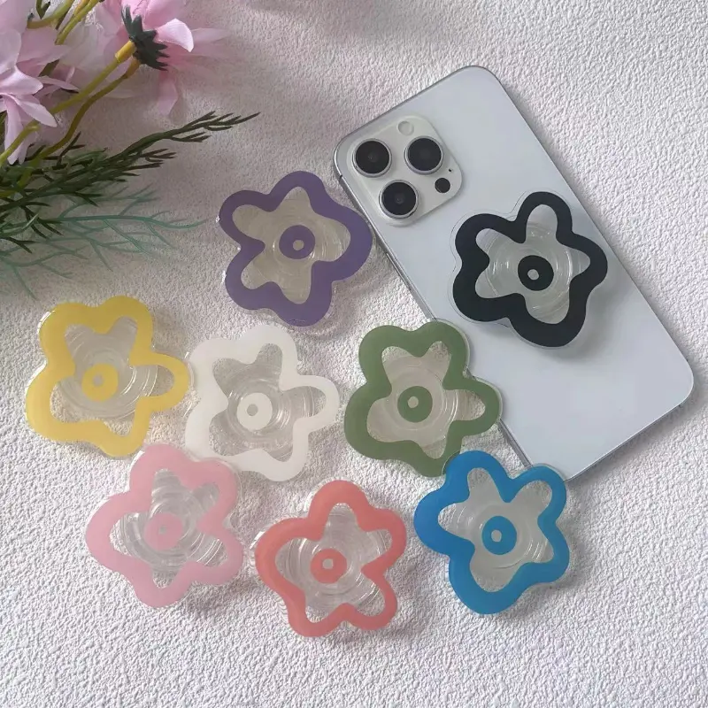 Transparent Flowers Phone Grip Tok Holder Socket Phone Bracket Finger Ring For IPhone Samsung Griptok Support Telephone Portable