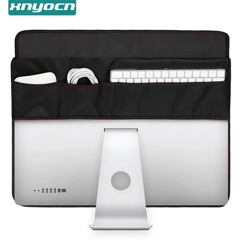 Dustproof Cover Waterproof PU Leather Protective with 3PCS Pockets for 21 27 inch Apple iMac Macbook LCD Screen Computer Monitor
