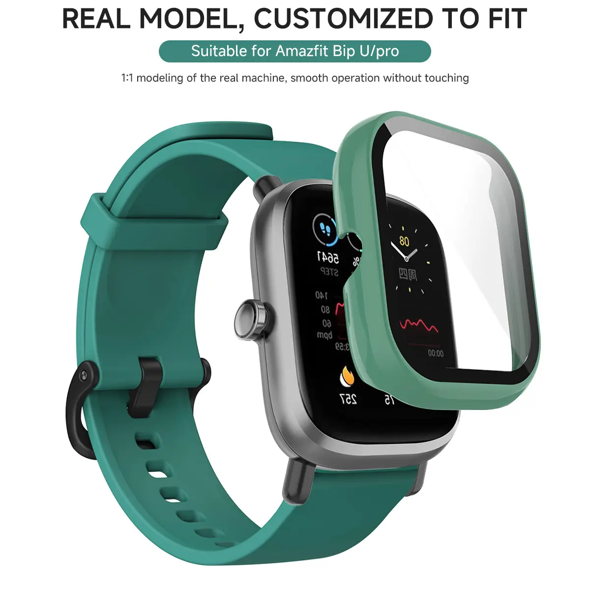 PC+Tempered Glass Case For Amazfit Bip U/Bip U pro Integrated Watch Case For Amazfit Pop Pro Screen Protector Cover Bumper Shell
