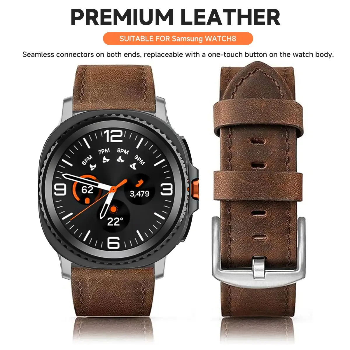 New Leather Strap for Samsung Galaxy Watch 8 Ultra2 Quick Release Band for Samsung Galaxy 8 Classic Leather Bracelet Accessories