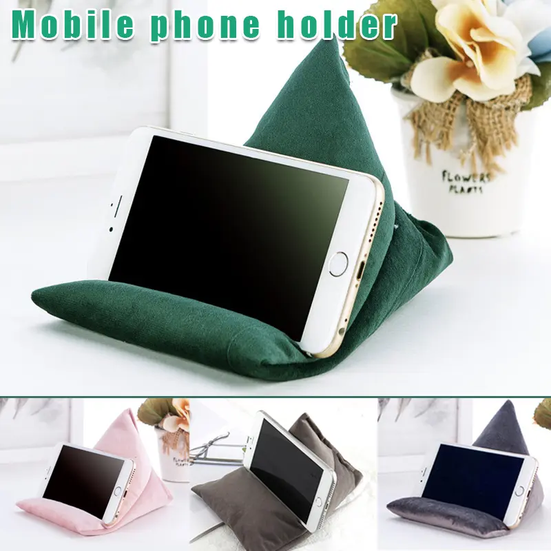 Triangle Velvet Pillows Phone Holder Durable Non-slip Phone Rack for  for Most Smartphones