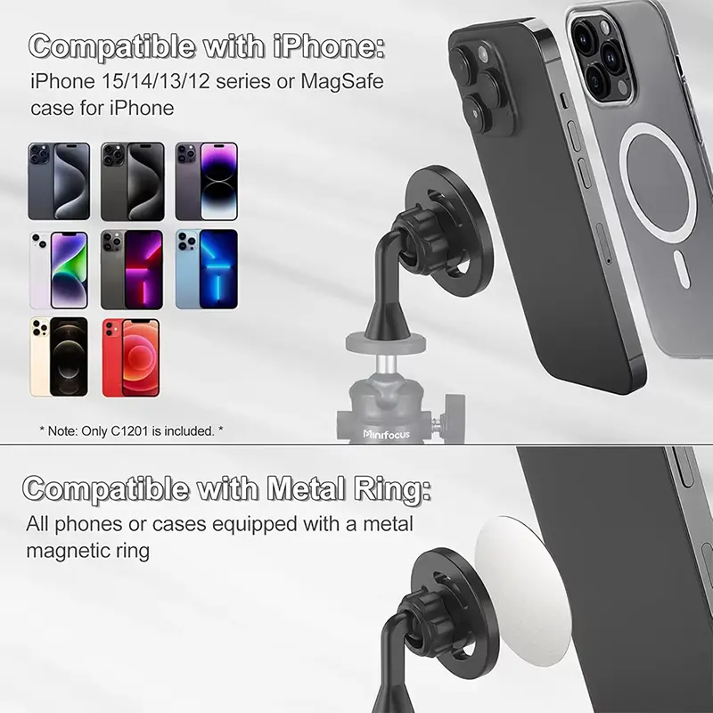 Magnetic Phone Holder for Apple Magsafe to 1/4'' Arri Holes Tripod Mount Adapter for iPhone 16 15 14 13 12 11 Tripod Accessories