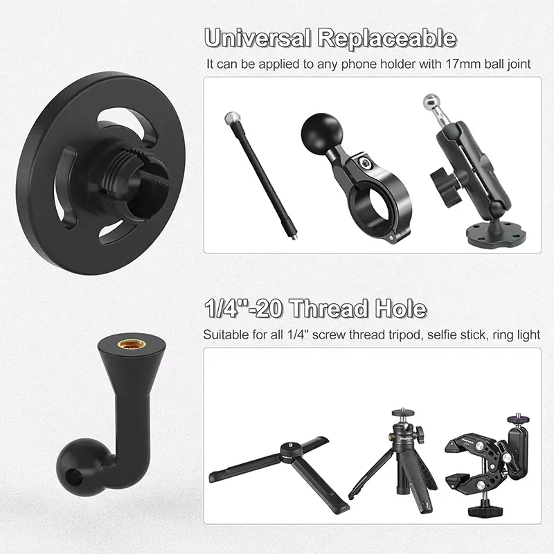 Magnetic Phone Holder for Apple Magsafe to 1/4'' Arri Holes Tripod Mount Adapter for iPhone 16 15 14 13 12 11 Tripod Accessories