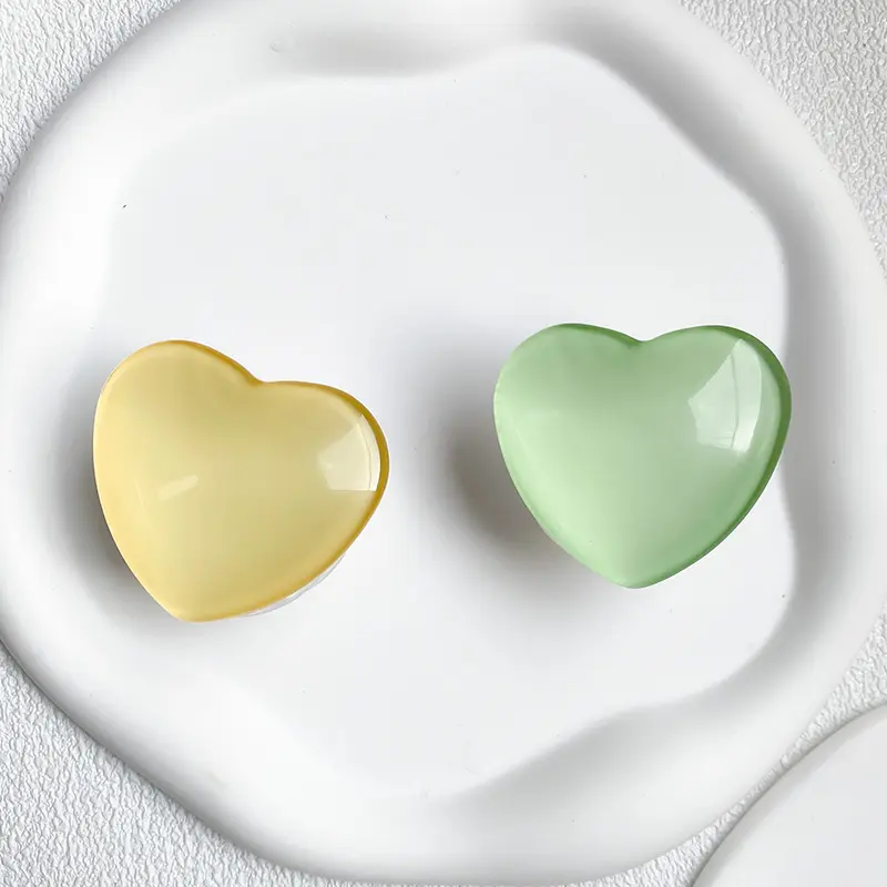 Simple Five-Color Love Phone Stand Clear Gass Material Socket Grip Tok phone accessories