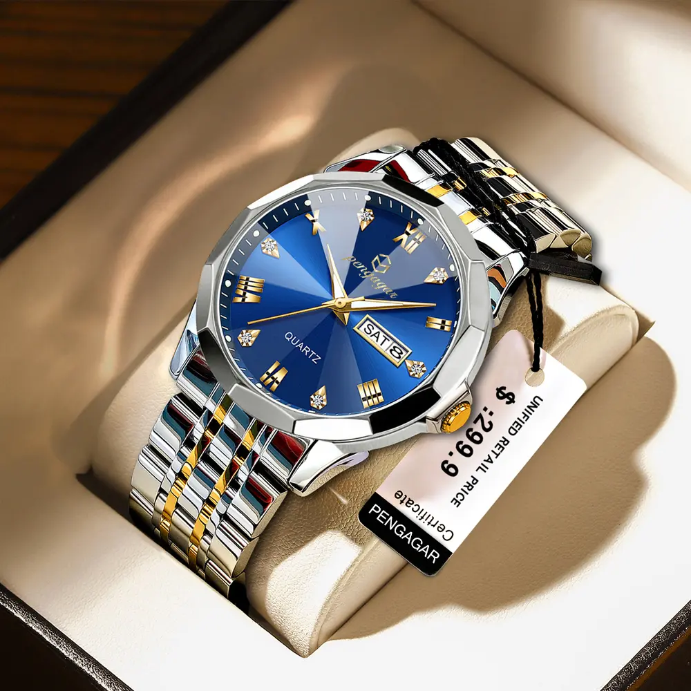 2025 Stainless Steel Quartz Wrist Watch for Man Luxury Week Date Display Luminous Bracelet Fashion Men's Watch Original Clock