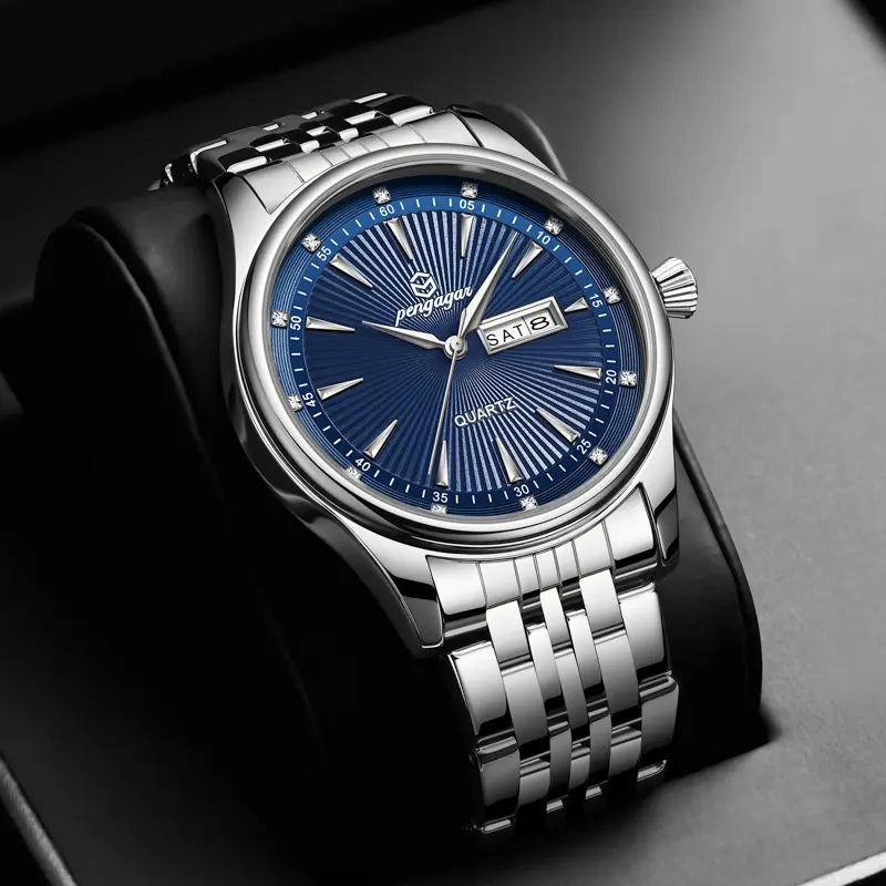 PENGAGAR Luxury Watch 2025 New Business Waterproof Male Clock Luminous DateStainless Steel Square Quartz Men Watch reloj hombre