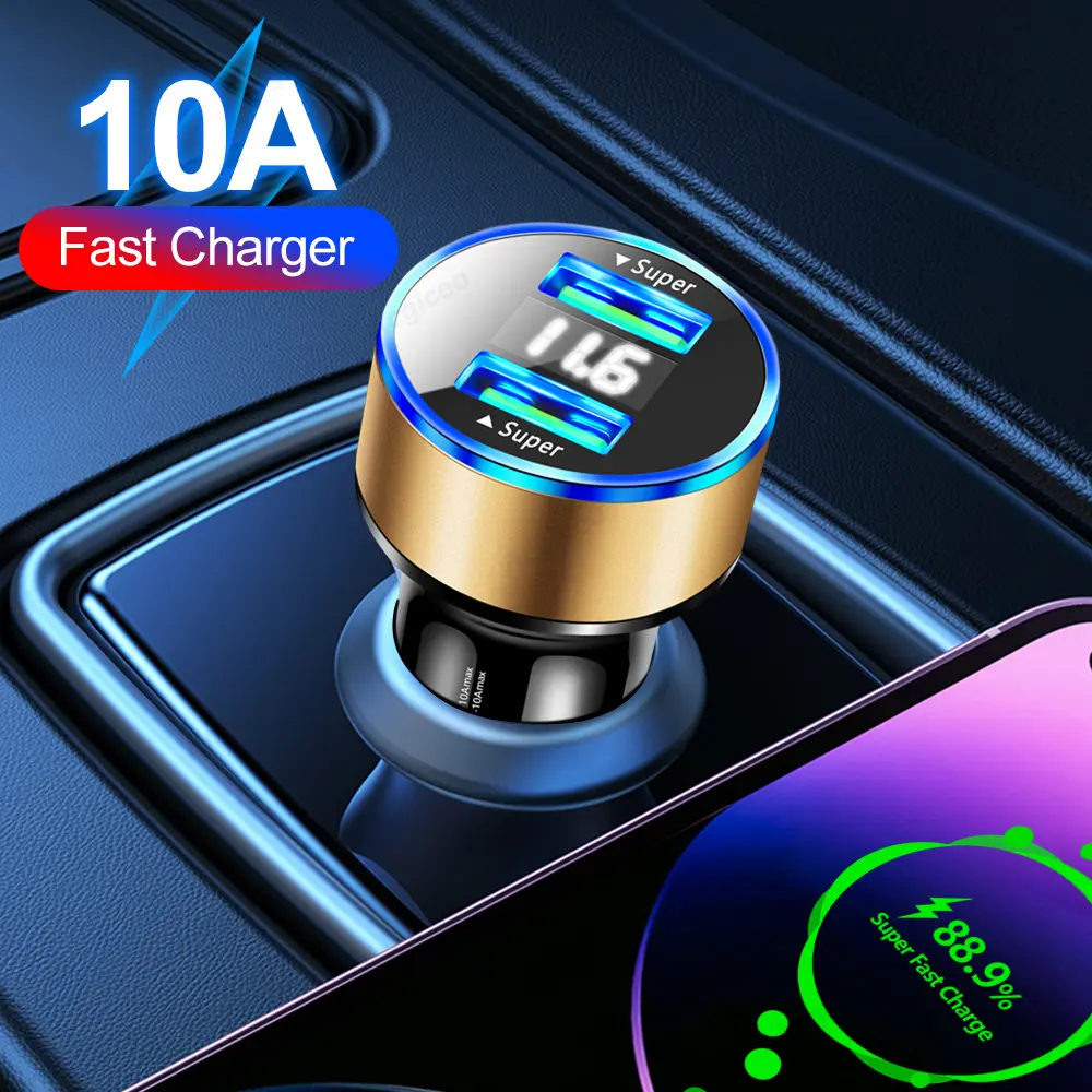 10A Super fast Charging Dual USB Car Charger Phone Charger For iphone 14 Pro Samsung Huawei Xiaomi poco Car QC3.0 Phone Adapter