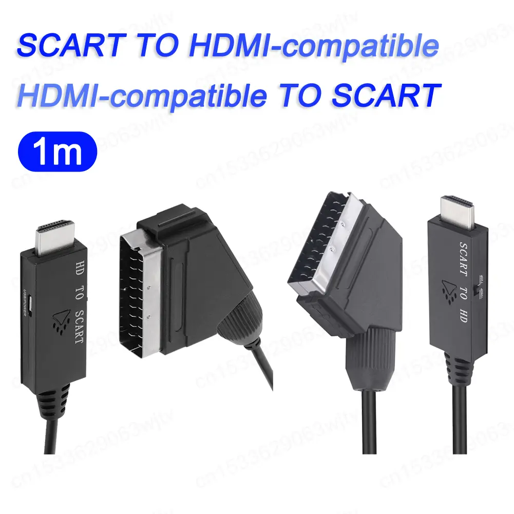 HD 1080p HDMI-Compatible to Scart Converter Scart to HDMI-Compatible Input Output Audio Video Cable Adapter for HDTV/DVD