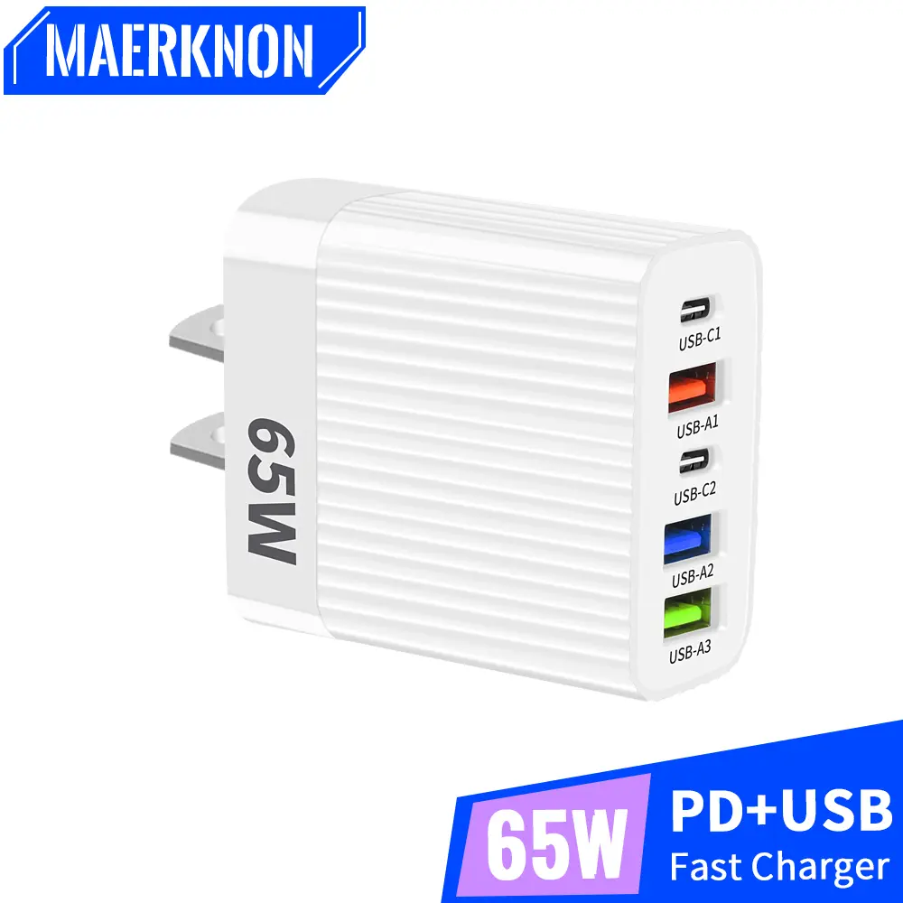 Multi Ports Phone Charger 65W Fast Charging Charger PD Mobile Phone Power Adapter For iPhone Xiaomi Huawei Samsung Wall Charger