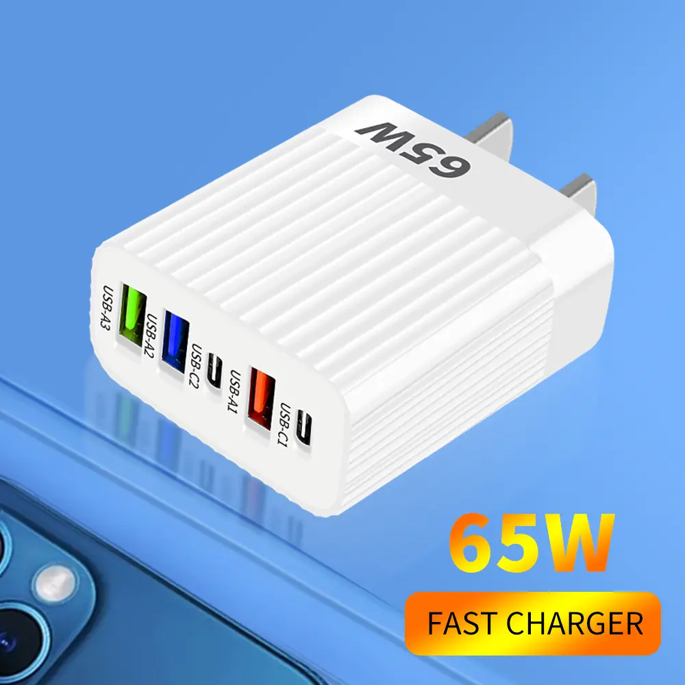 Multi Ports Phone Charger 65W Fast Charging Charger PD Mobile Phone Power Adapter For iPhone Xiaomi Huawei Samsung Wall Charger