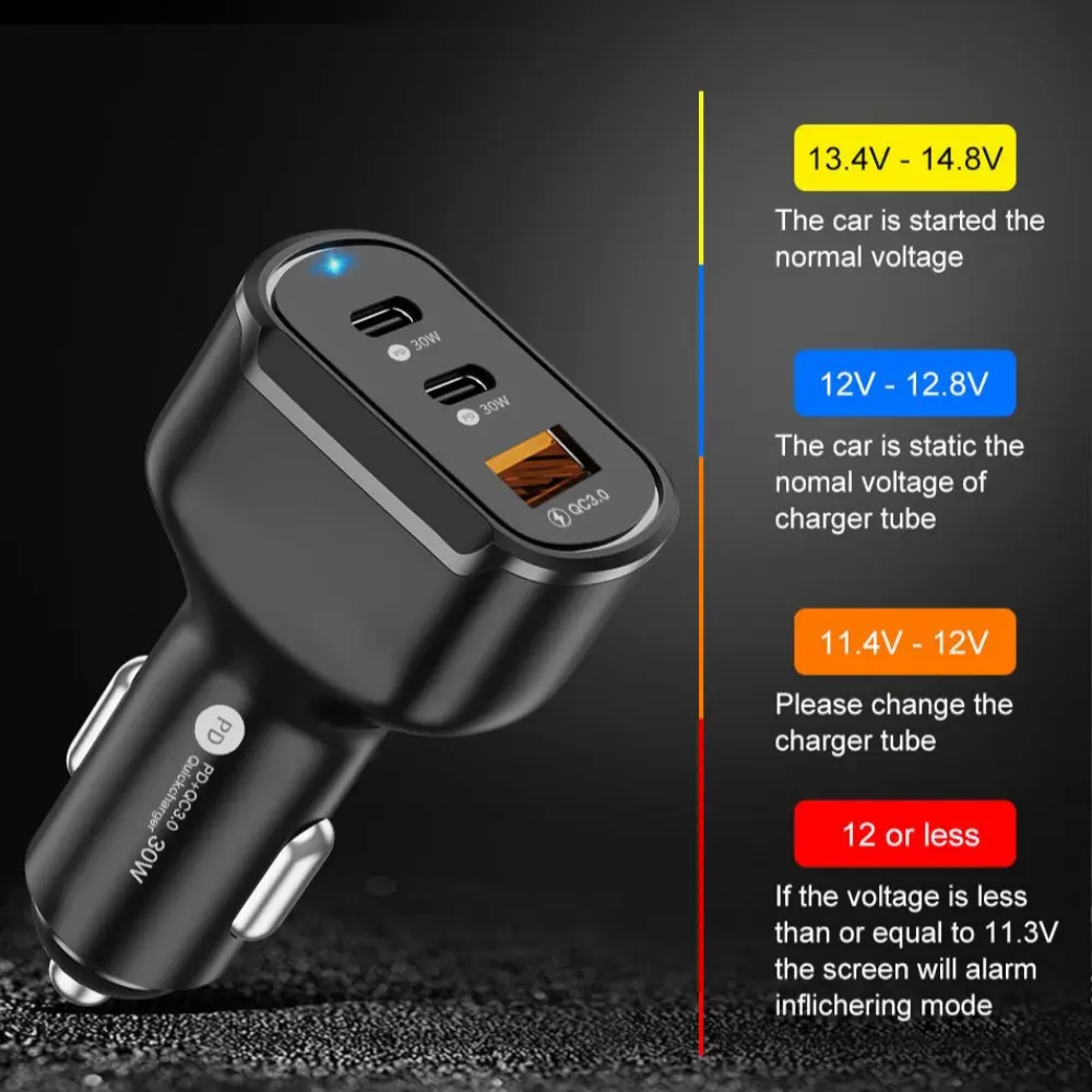 USB 30W Fast Charging Phone Type C Car Charger Quick Charge 3.0  Adapter for iPhone 13 12 11 Pro Max Redmi Huawei Samsung S21 S2