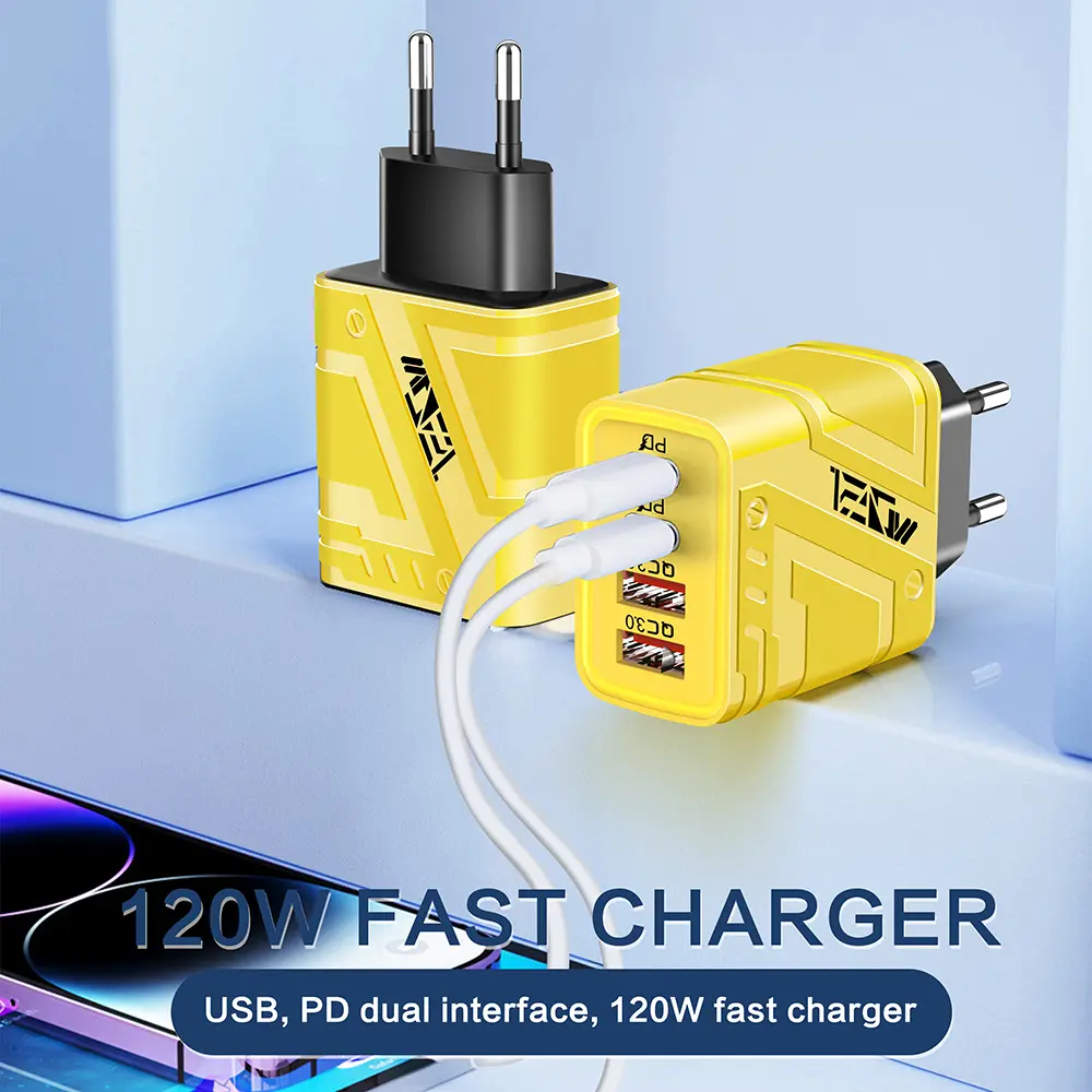 4 in 1 Fast Charging Charger 120W Multi Ports USB Type C Charger PD Mobile Phone Power Adapter For iPhone Xiaomi Huawei Charger