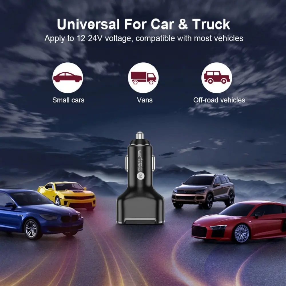 USB 30W Fast Charging Phone Type C Car Charger Quick Charge 3.0  Adapter for iPhone 13 12 11 Pro Max Redmi Huawei Samsung S21 S2