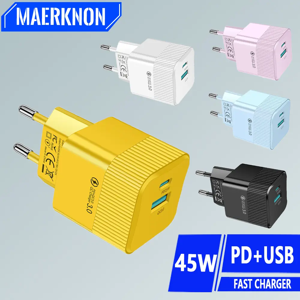 USB C Chargers PD 45W Type C Charger Fast Charging For Samsung Galaxy iPhone 13 Xiaomi Huawei Mobile Phone Charger Quick Charge