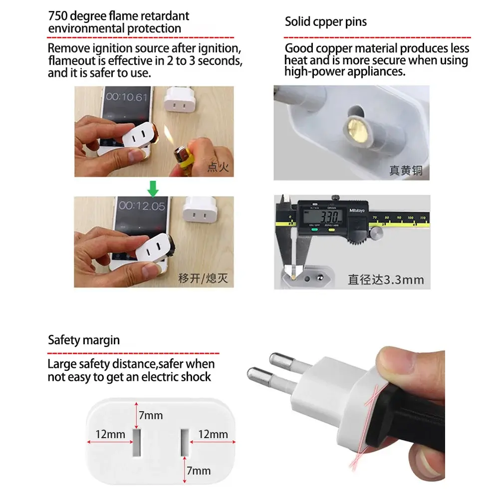 EU Plug Adapter Travel Converter Adapter American China US To EU Plug Euro Plug Electrical Adapter AC Electrical Socket Outlet