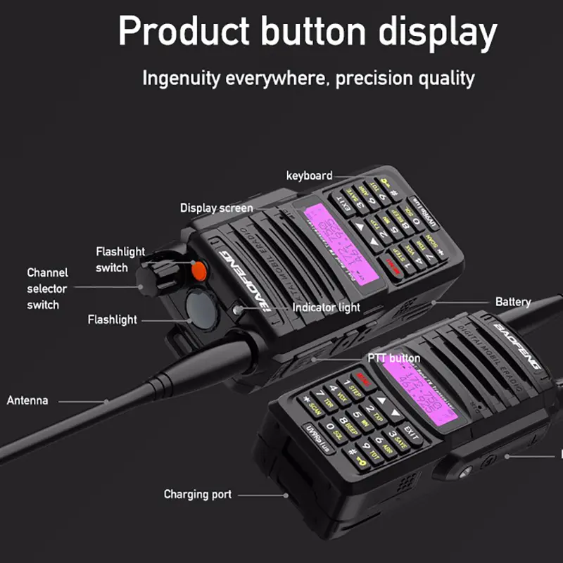 Baofeng UV-9R Plus IP68 Waterproof Walkie Talkie Dual Band 10KM Long Range Portable VHF/UHF Transceiver CB Hunting Ham Radio