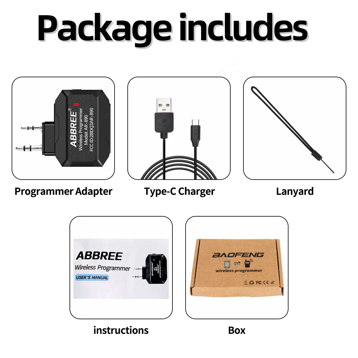 ABBREE Bluetooth Wireless Programmer Phone APP Programming for Baofeng Walkie Talkie UV-5R BF-888S UV-21 PRO V2 Quansheng UV-K5