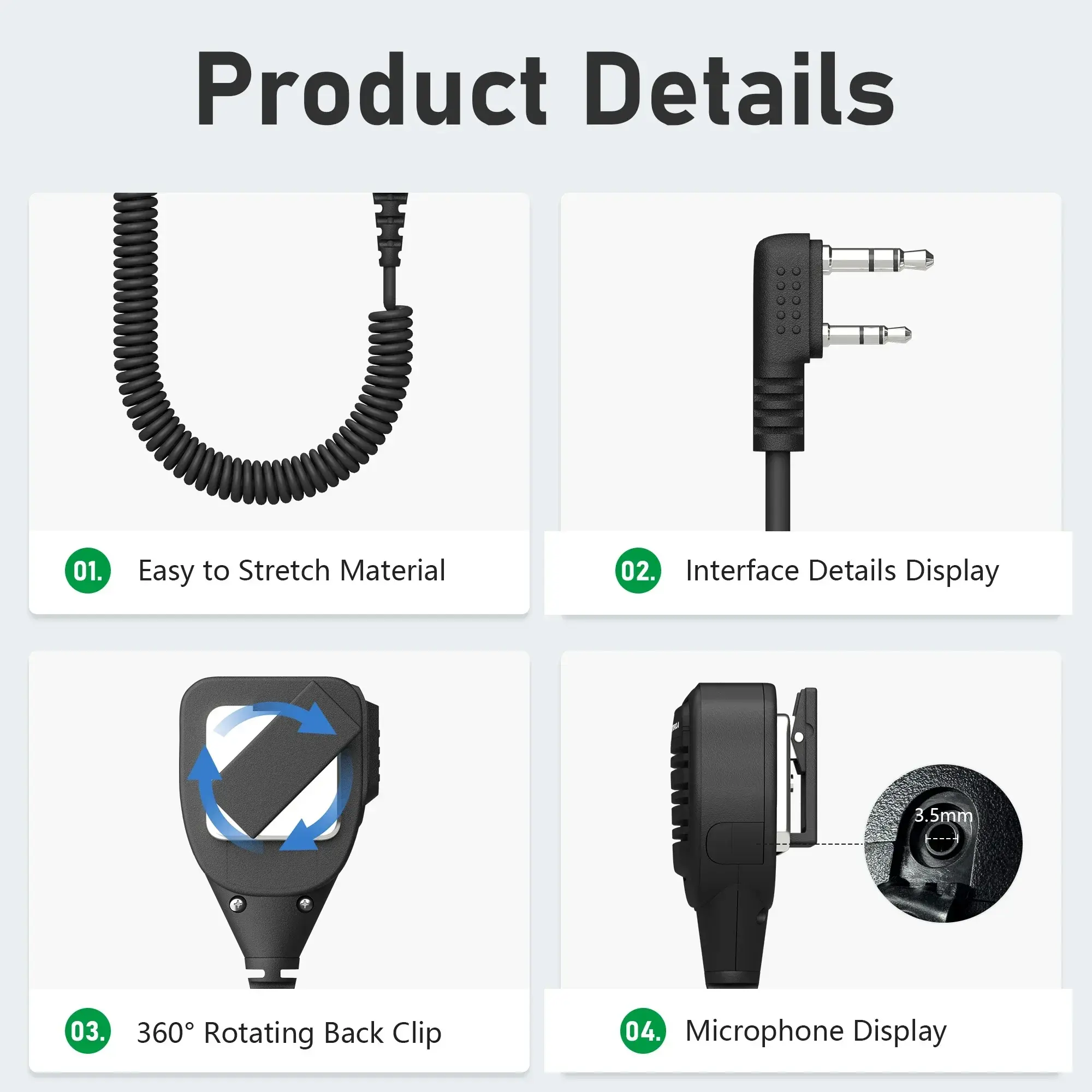 Microphone Speaker 2-Pin K Type Walkie Talkie Microphone Compatible With Baofeng UV-32 UV-25M Quansheng UVK6 TYT Two Way Radio