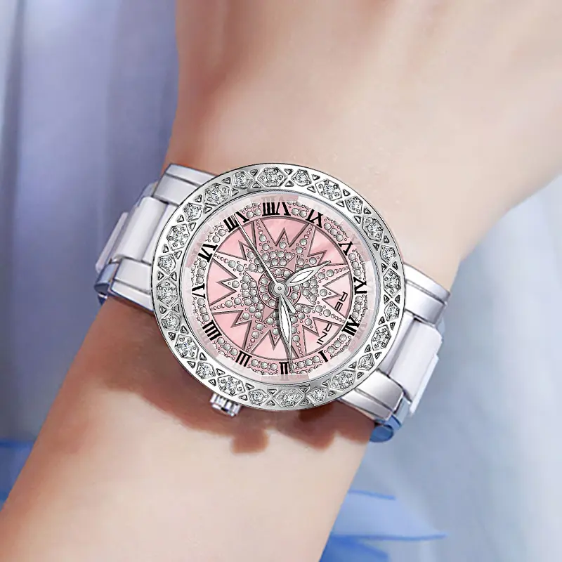 Rotation Dial High Quality Women Watches Silver 2025 New Arrival Top Brand Luxury Ladies Wrist Watches For Female Clock With Box