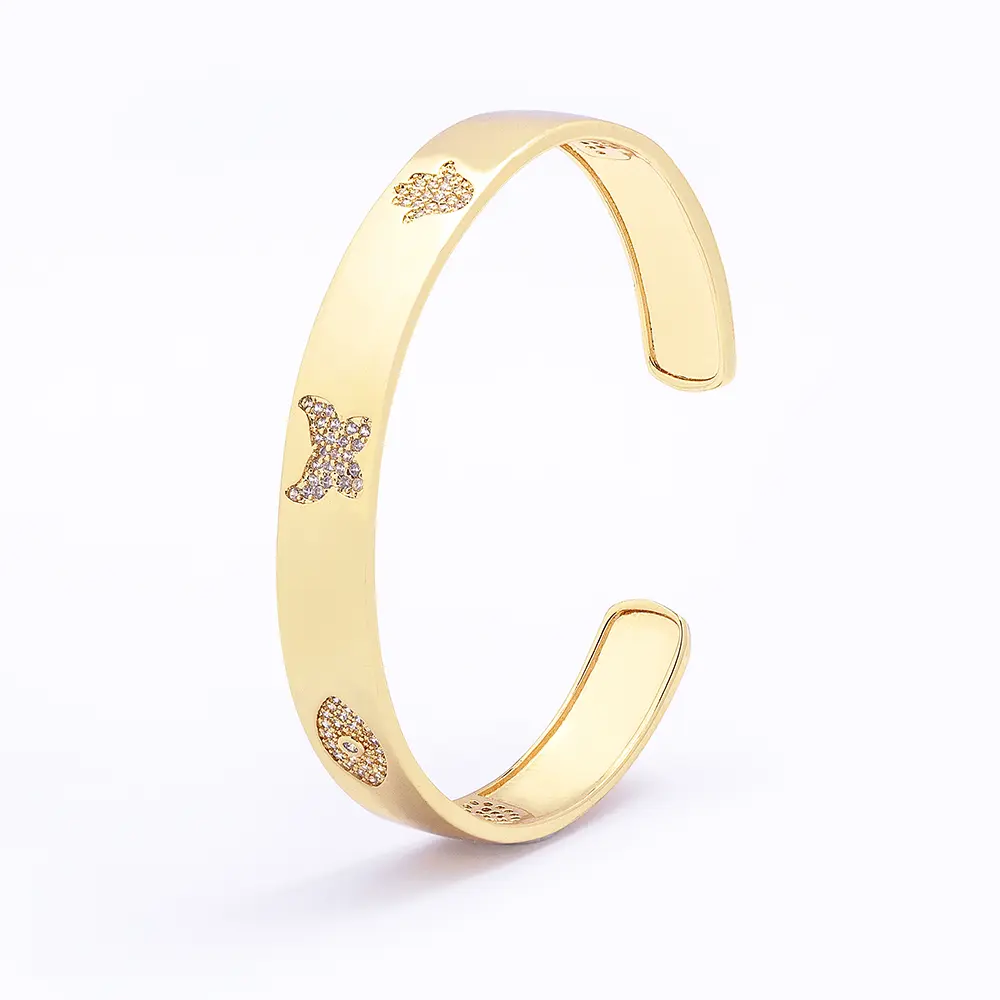 Nidin New Arrival Palm Butterfly Pattern Cuff Bracelet For Women Fashion Evil Eye Bangle Luxury Crystal Jewelry Gift Accessories