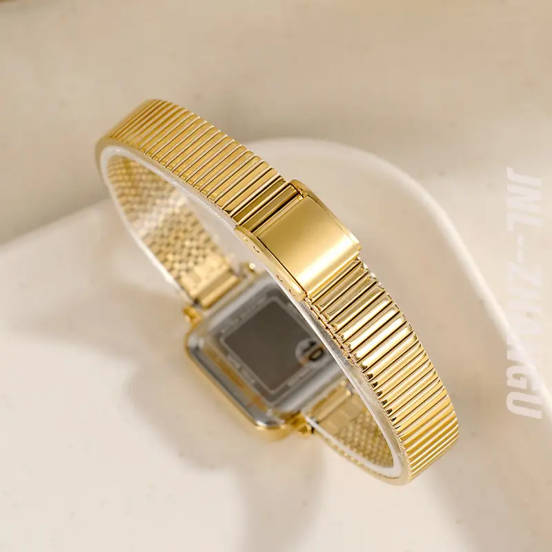 ZHANGU Exquisite Artistic Camellia Square Net Red French Retro Bamboo Joint with Waterproof Quartz Women's Watch