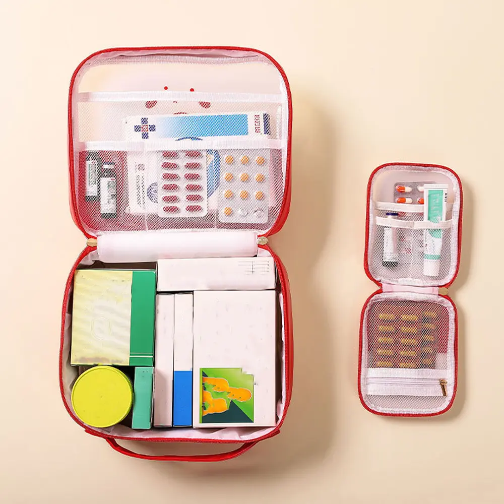 2 PCS Set First Aid Kit Pouch Outdoor Travel Medical Bag Portable Medical Bag Home Rescue Emergency Survival Kit Travel Storage