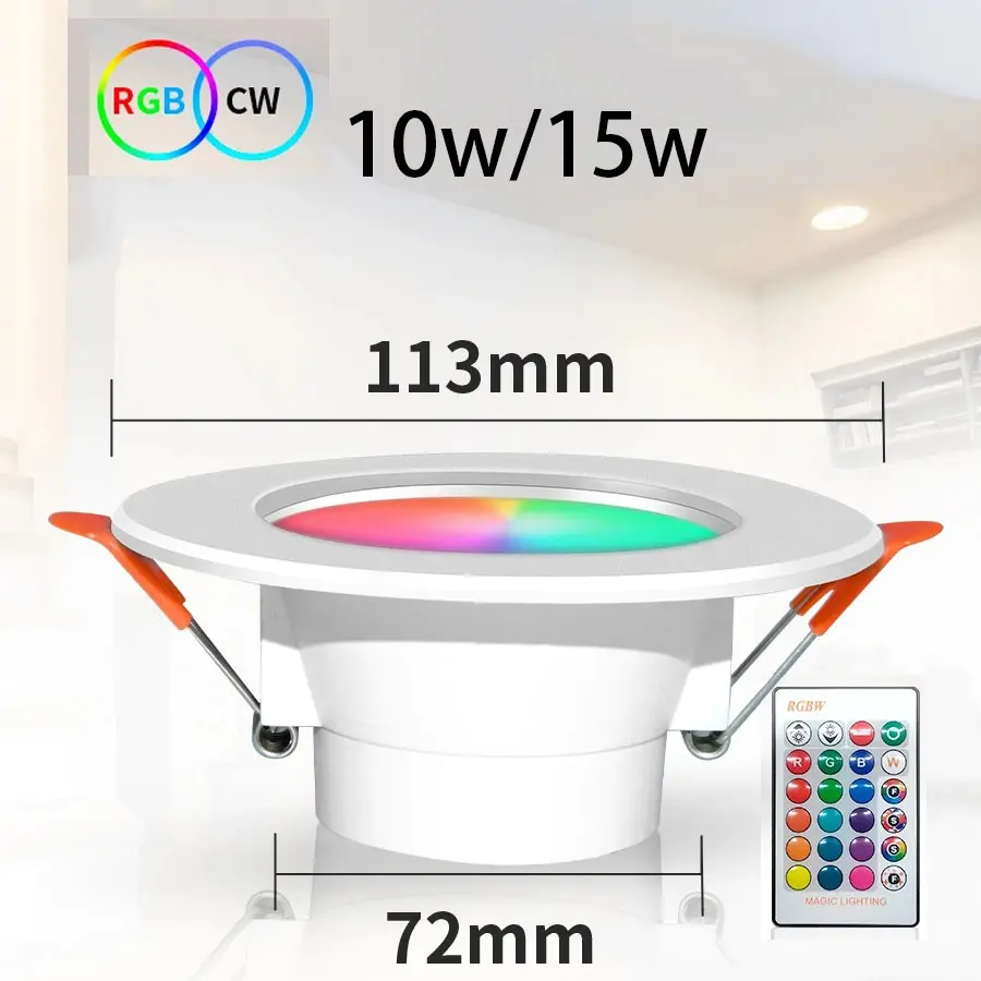 AC 220V LED Ceiling Lamp 10W 15W RGBCW Color Changing Dimmable LED Downlight With Remote Control Recessed Ceiling Light