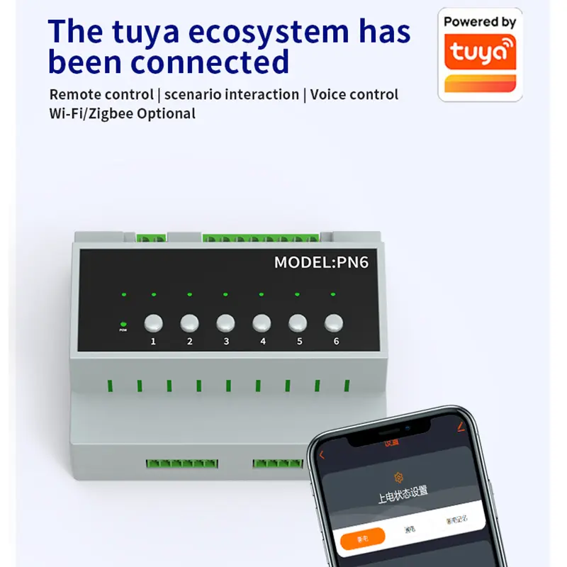 Tuya Smart Zigbe WIFI 6 CH 16A Relay Switch Module 6-way Power Remote Control Appliance Control Relay Module 110V-240V