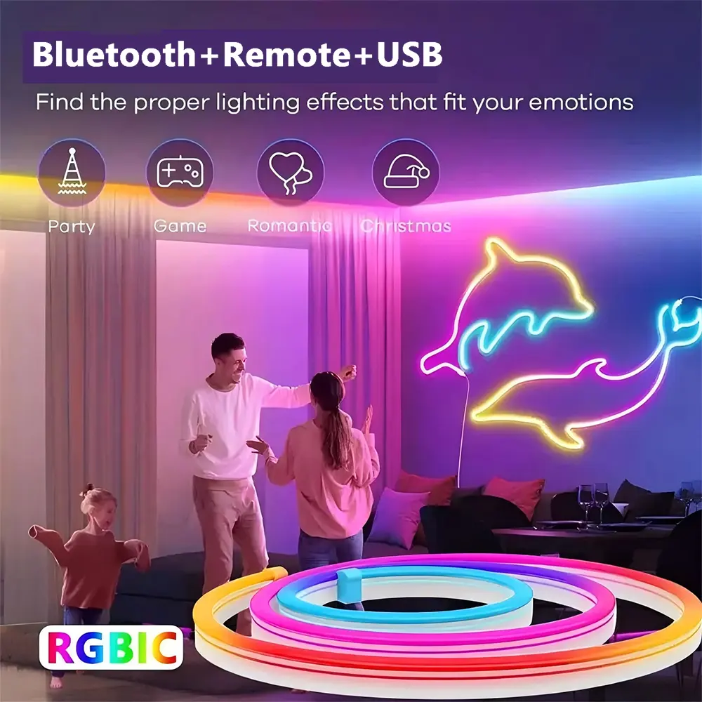 RGBIC LED strip lamp Bluetooth application remote control 5V USB music synchronization Party atmospheric TV backlight Christmas