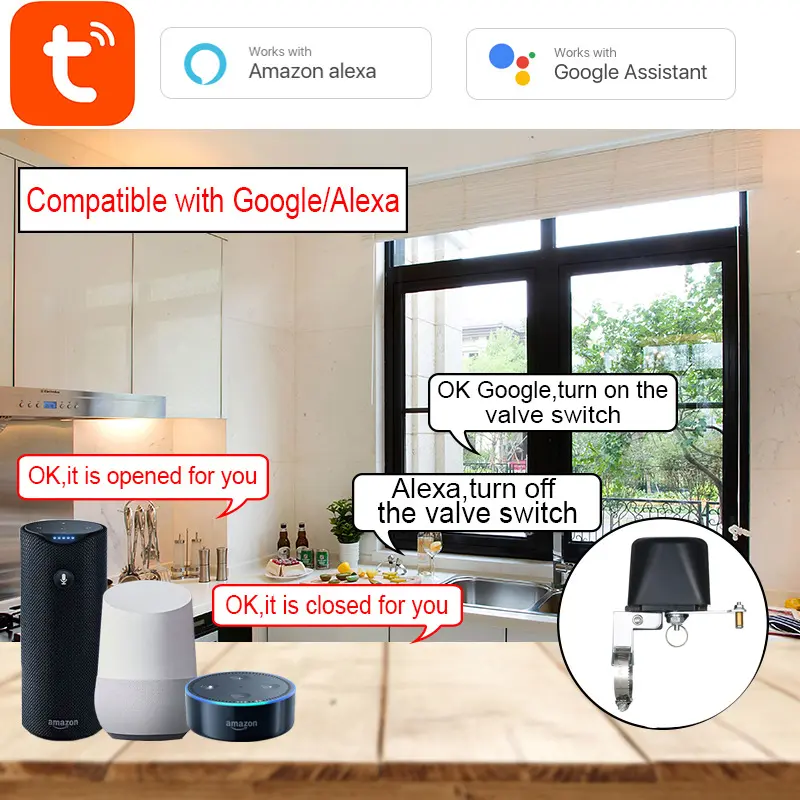 Smart WIFI Water Valve Manipulator Gas Shut Off Controller Remote Control Heating Irrigation Google Alexa Ifttt Compatible