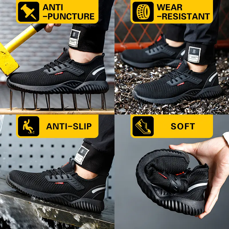 Safety Shoes Men With Steel Toe Cap Anti-smash Men Work Shoes Sneakers Light Puncture-Proof Indestructible Shoes Tactical Boots