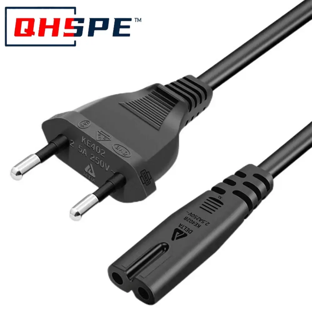 EU 2-Outlet Power Cable C7 Figure 8 - 1.8m Extension Cord for Samsung/LG TV Monitor, PS5/Xbox & Gaming Consoles
