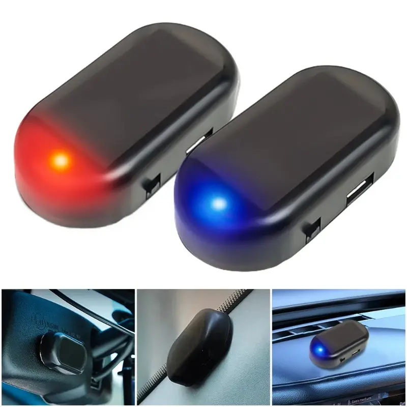 Solar Powered Car False Safety Light Super Bright Flashing Imitation Lamp Wireless Strobe Signal Alarm Anti-theft Care Lamp