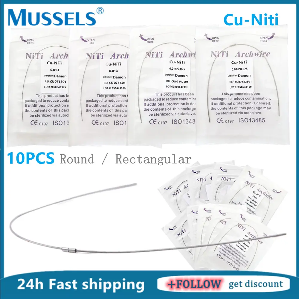 10Packs Orthodontic Arch Wires Dental Cu-NiTi Supper Elastic Archwire Copper Nickel Titanium With Stops Damon Form Round Dentist