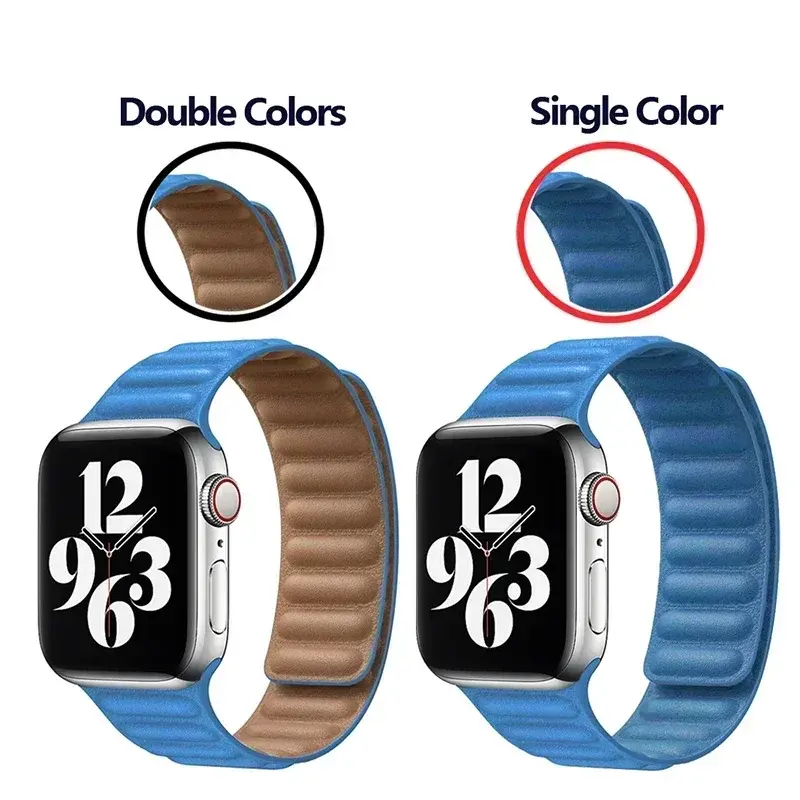 Leather Strap for Apple Watch Band 45mm 46mm 44mm 40mm Original Magnetic Loop Link Bracelet iWatch Ultar2 49mm 10 9 8 7 6 SE 3