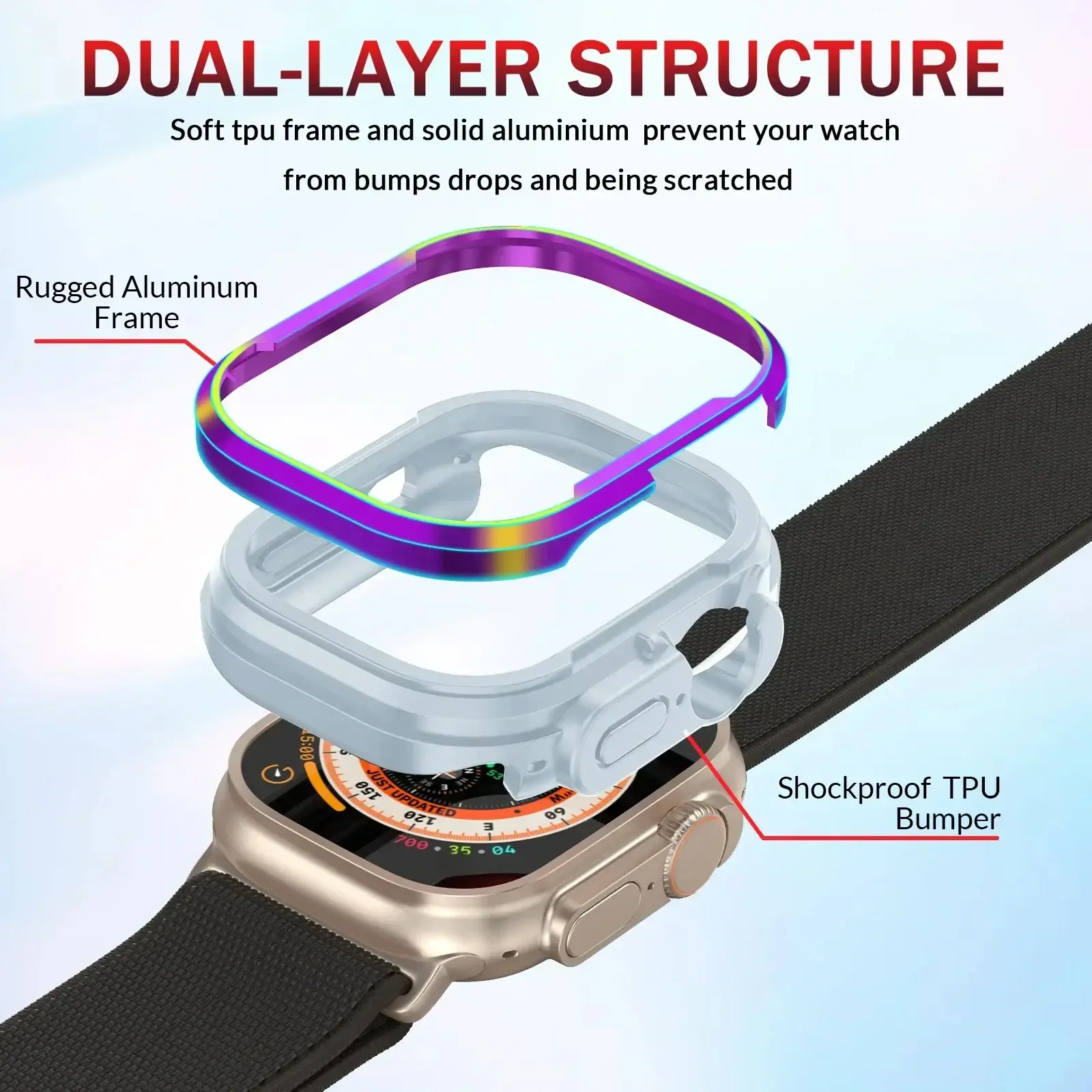 Aluminum alloy Case For Apple Watch Ultra 2 49mm series 10 9 8 7 6 se TPU Bumper+Metal Frame For iWatch 46mm 42mm 45/44/41/40mm
