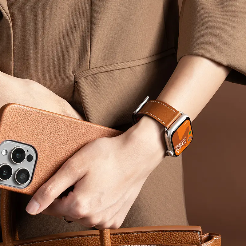 Leather Watch Straps for Apple Watch band 46mm 44mm 49mm 45mm 42mm 40mm 38/41mm bracelet iWatch series 10-Ultra 9-8-7-6-5-4-3-SE